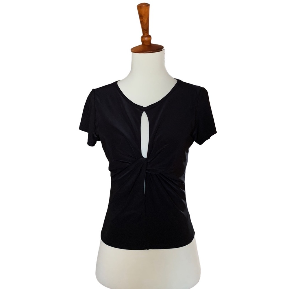 Saints 21 Front Knot Jersey Knit‎ Top Size Medium Black